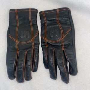 HARLEY DAVIDSON Goatskin Women's Black Leather Motorcycle Riding Gloves Small